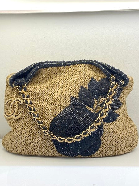 Chanel Bicolor Coco Country Seagrass Camellia Large Bag-handbag-Chanel-The Closet Egypt