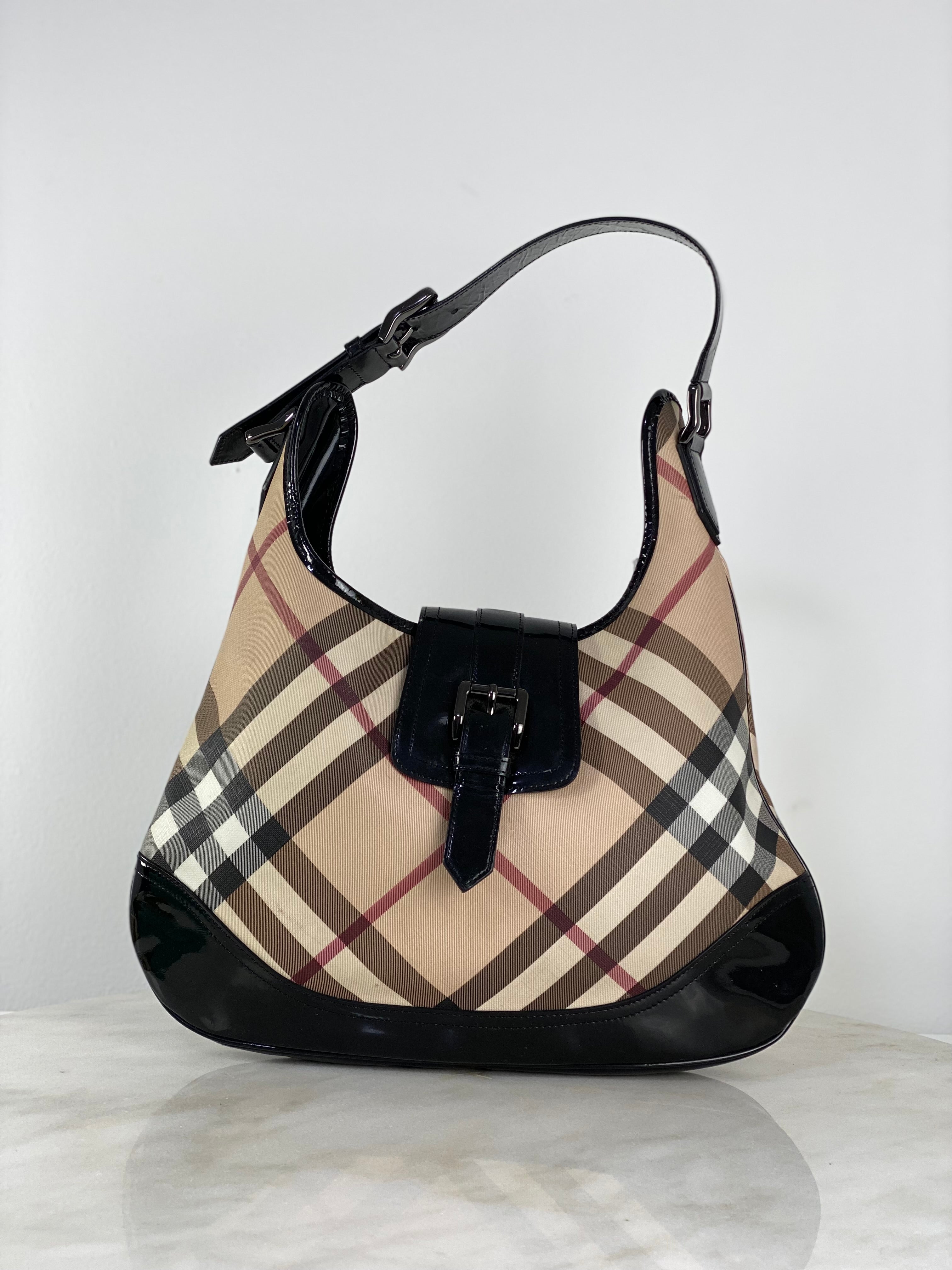 Burberry Nova Check Black Hobo Bag