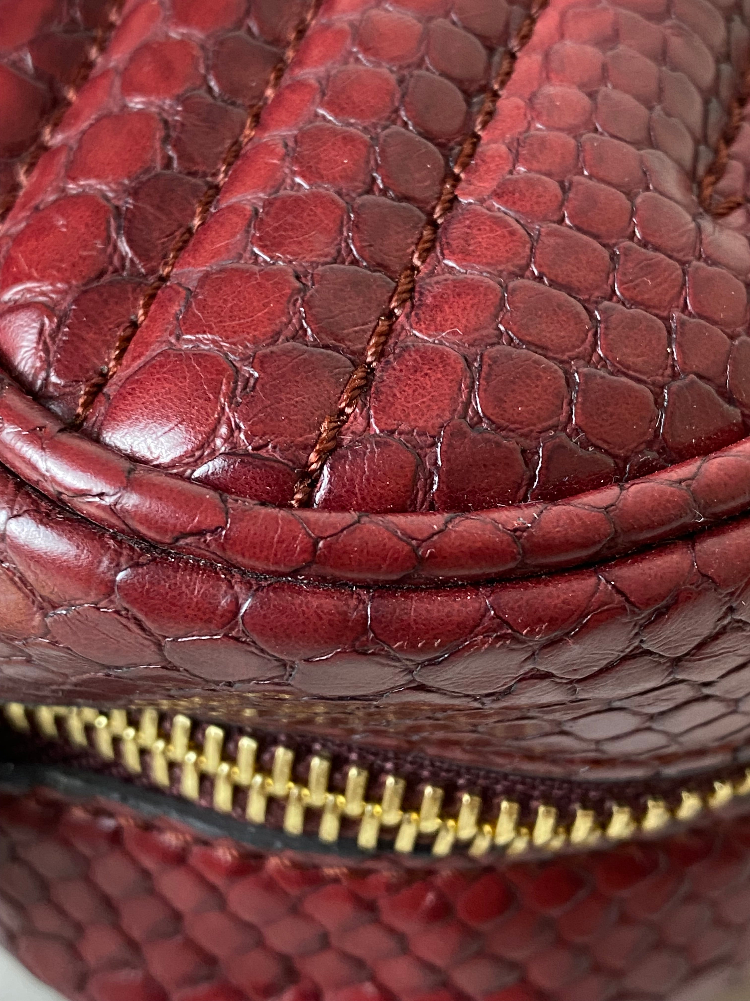 Stella Mccartney Burgundy Python Embossed Star Crossbody Bag-handbag-Stella Mccartney-The Closet Egypt