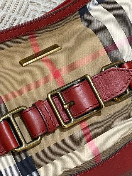 Burberry Burgundy House Check Parsons Hobo Bag-handbag-Burberry-The Closet Egypt