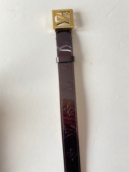 Louis Vuitton Burgundy Vernis Belt 38-Belt-Louis Vuitton-The Closet Egypt