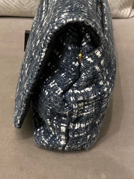 Prada Bicolor Tweed Turnlock Flap Clutch-Clutch-Prada-The Closet Egypt