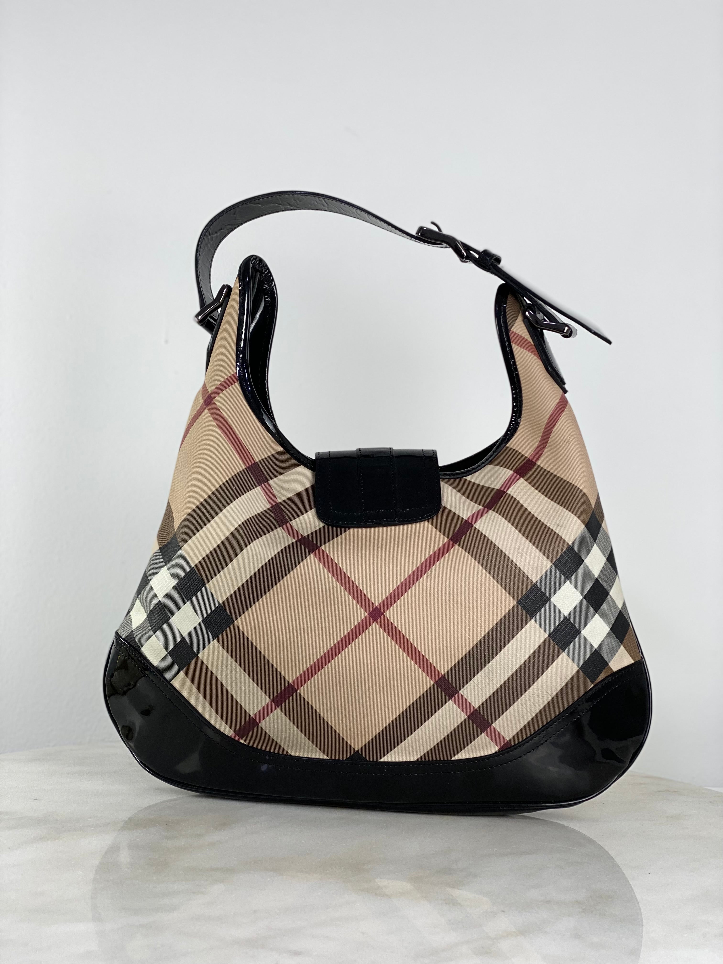 Burberry Nova Check Black Hobo Bag