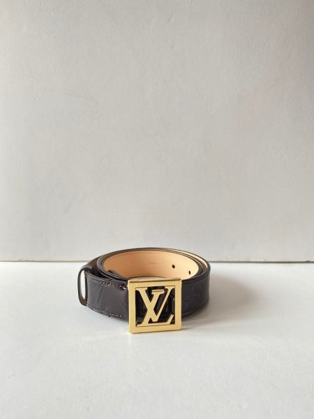 Louis Vuitton Burgundy Vernis Belt 38-Belt-Louis Vuitton-The Closet Egypt