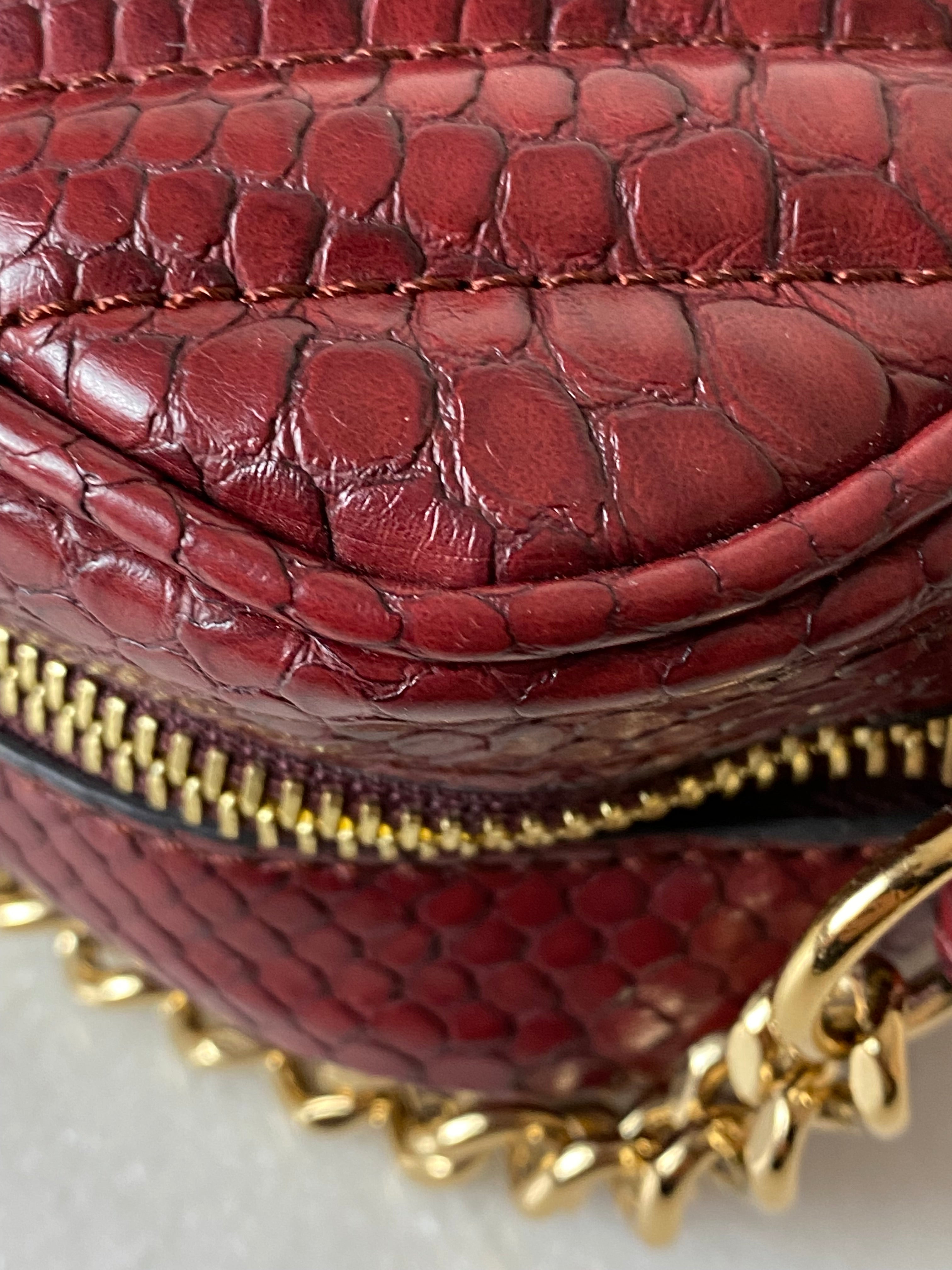 Stella Mccartney Burgundy Python Embossed Star Crossbody Bag-handbag-Stella Mccartney-The Closet Egypt