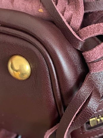 YSL Burgundy Emmanuelle Fringed Hand Bag-handbag-YSL-The Closet Egypt