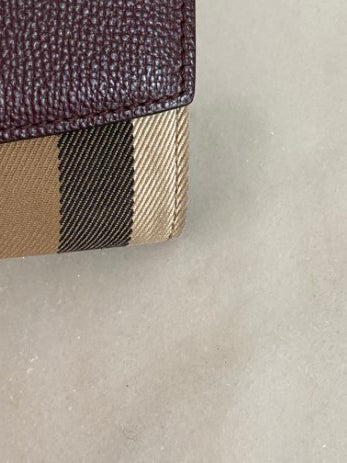 Burberry Burgundy House Check Long MVV Wallet-wallet-Burberry-The Closet Egypt