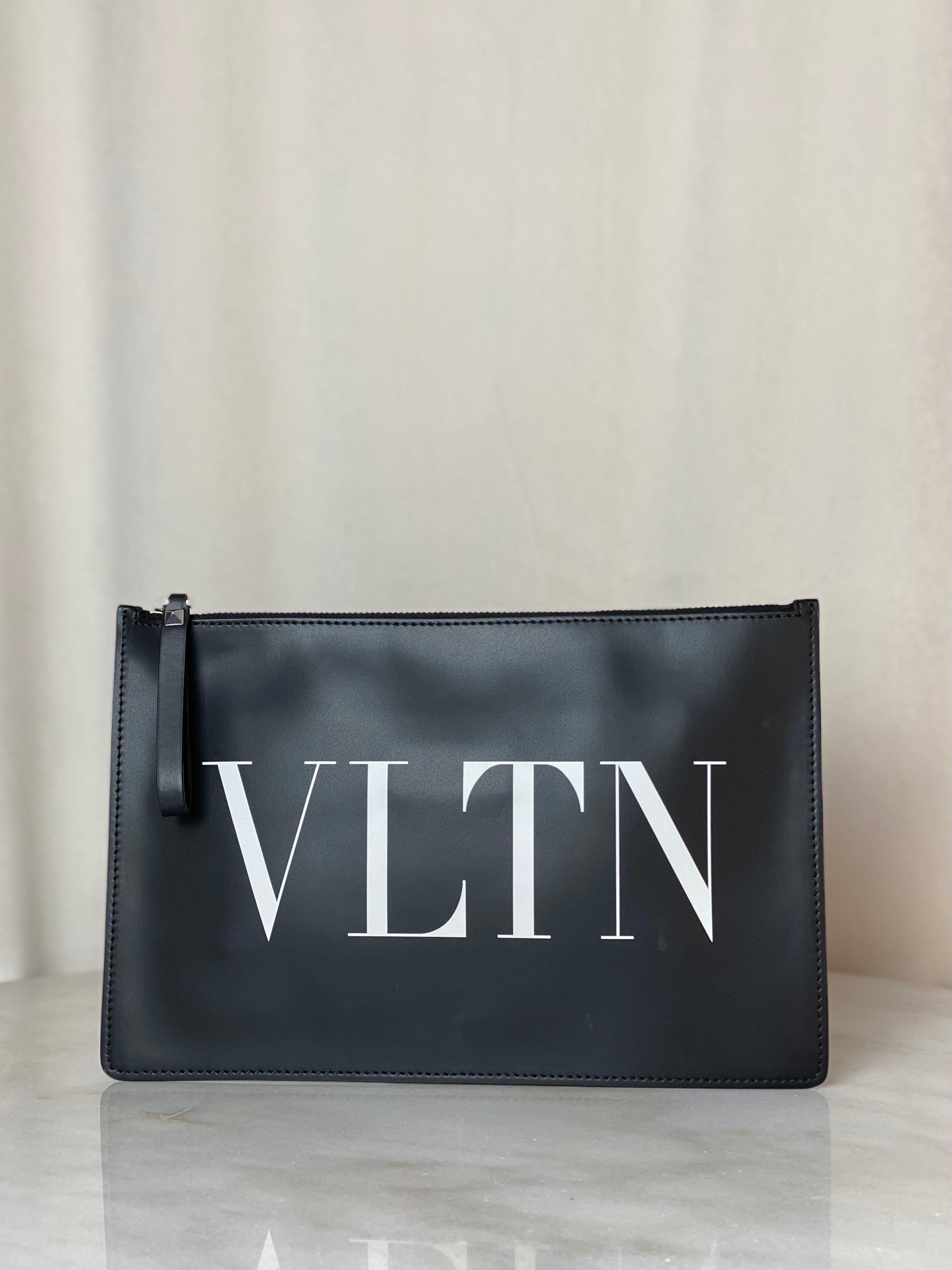 Valentino Black VLTN Logo Clutch-Clutch-Valentino-The Closet Egypt