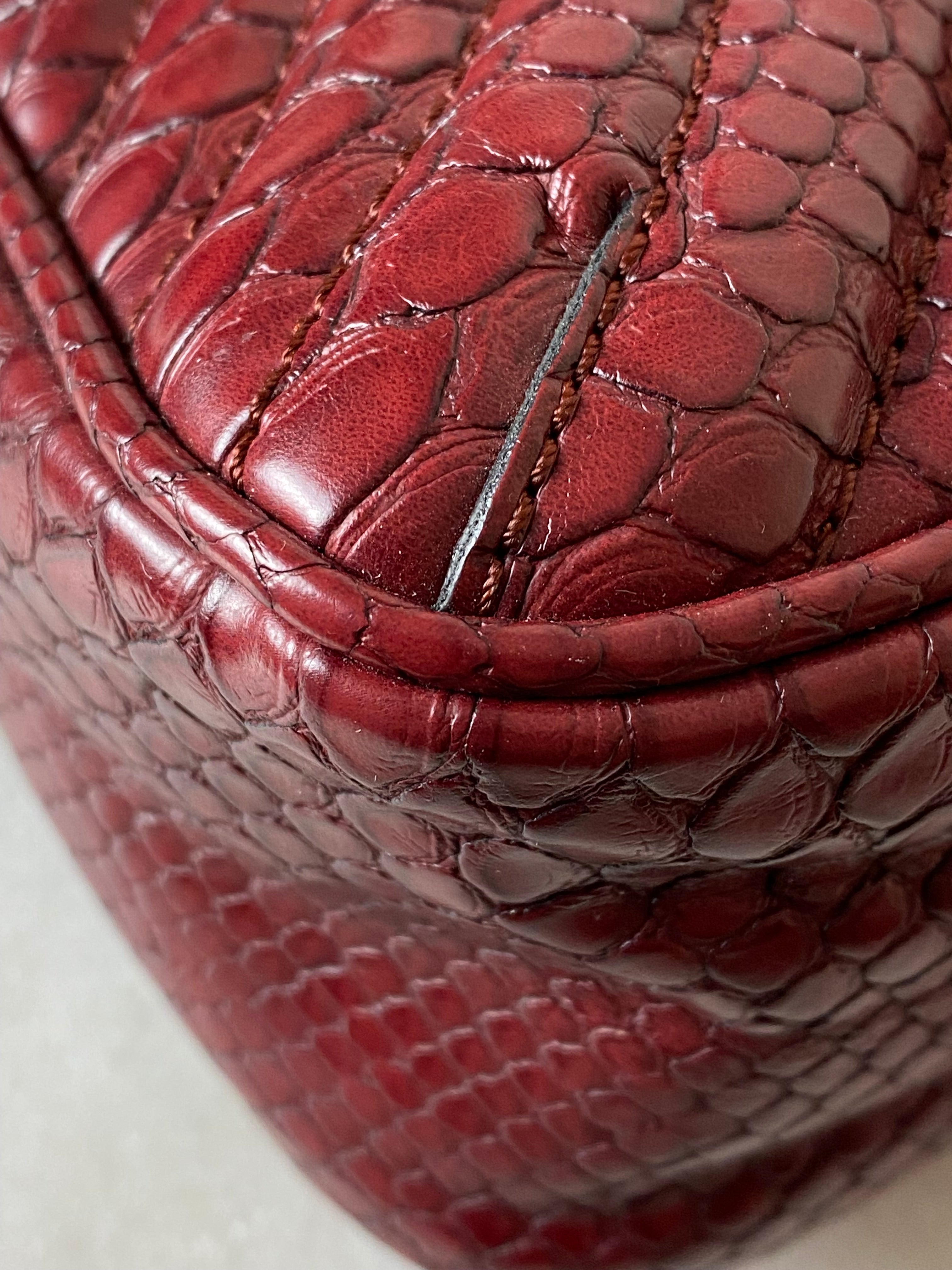 Stella Mccartney Burgundy Python Embossed Star Crossbody Bag-handbag-Stella Mccartney-The Closet Egypt