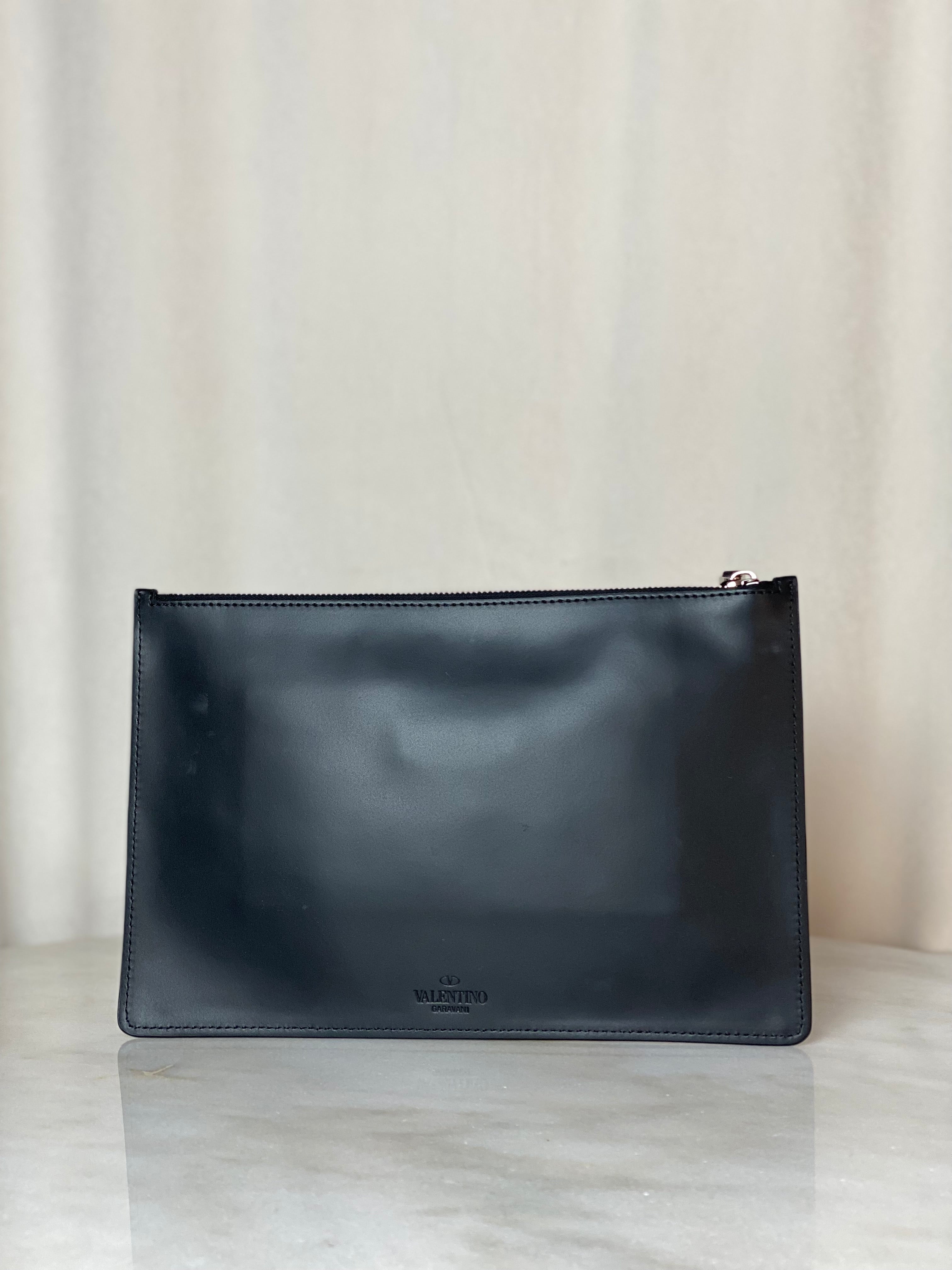 Valentino Black VLTN Logo Clutch-Clutch-Valentino-The Closet Egypt