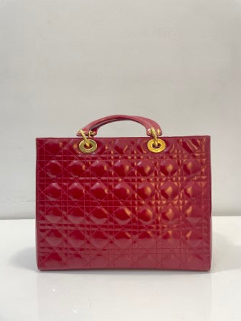 Christian Dior Red Lady Dior Large Bag