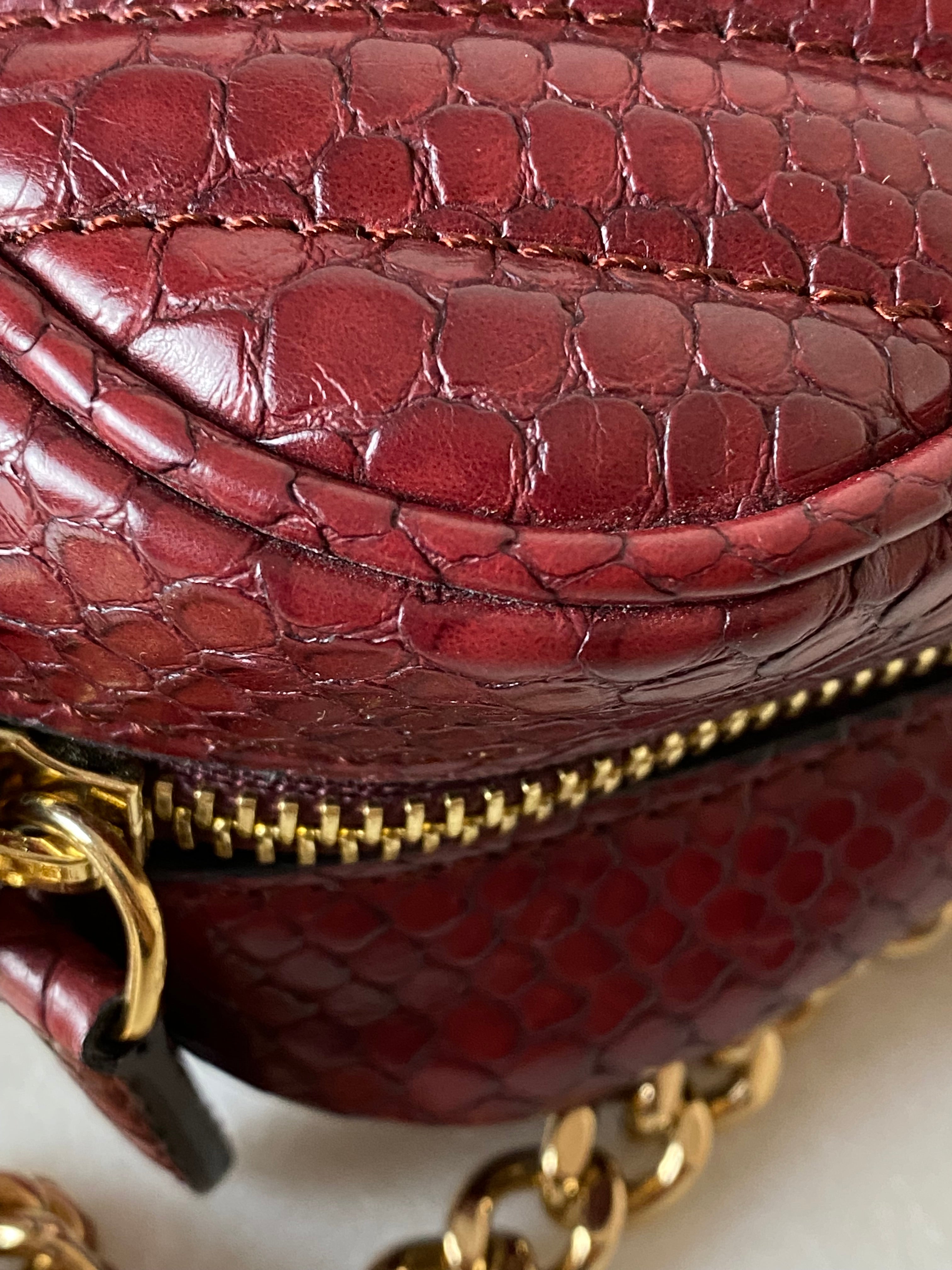 Stella Mccartney Burgundy Python Embossed Star Crossbody Bag-handbag-Stella Mccartney-The Closet Egypt