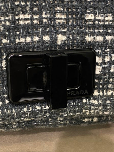 Prada Bicolor Tweed Turnlock Flap Clutch-Clutch-Prada-The Closet Egypt
