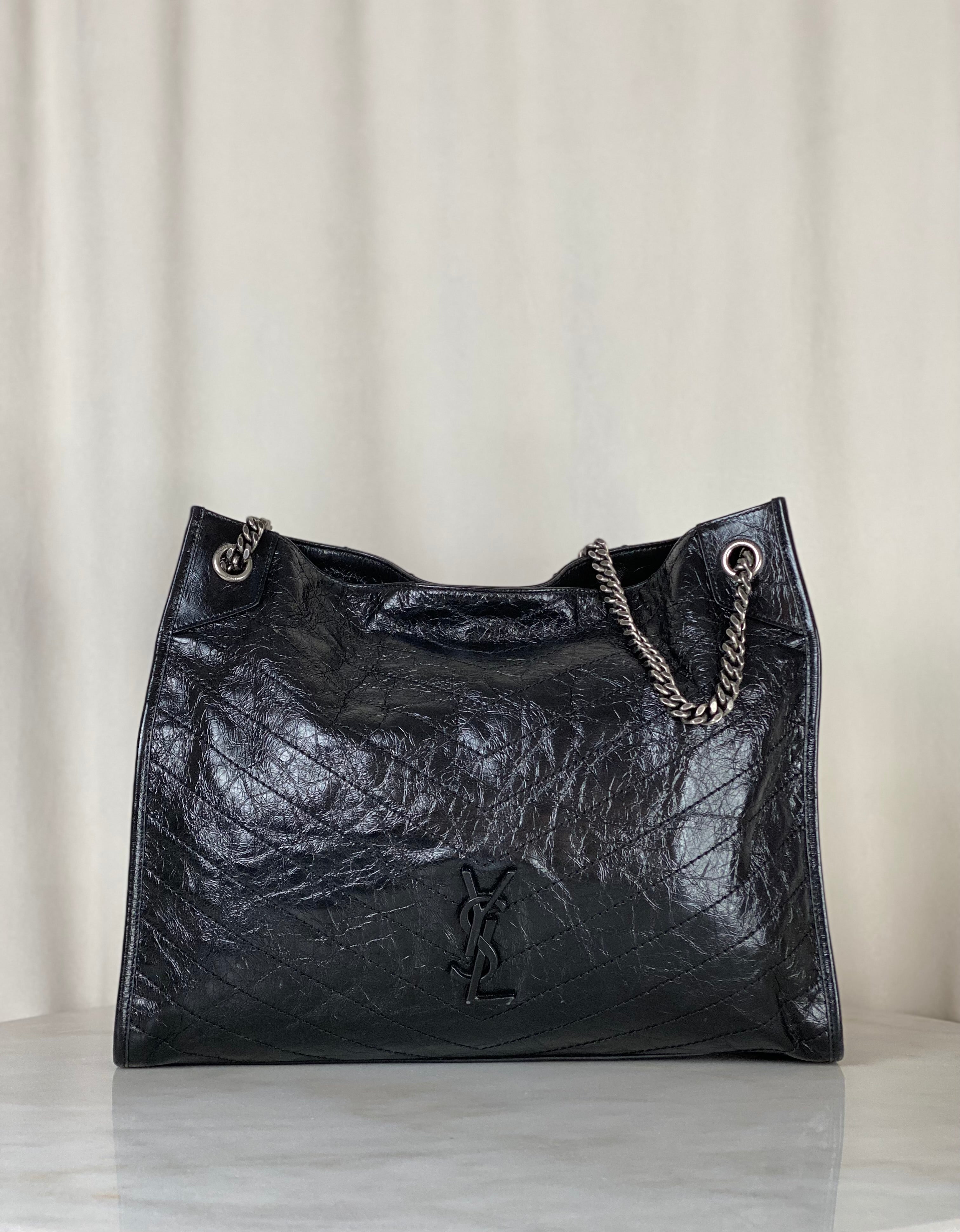 YSL Black Crinkle Vintage Niki Large Shopper Bag-handbag-YSL-The Closet Egypt
