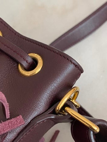 YSL Burgundy Emmanuelle Fringed Hand Bag-handbag-YSL-The Closet Egypt