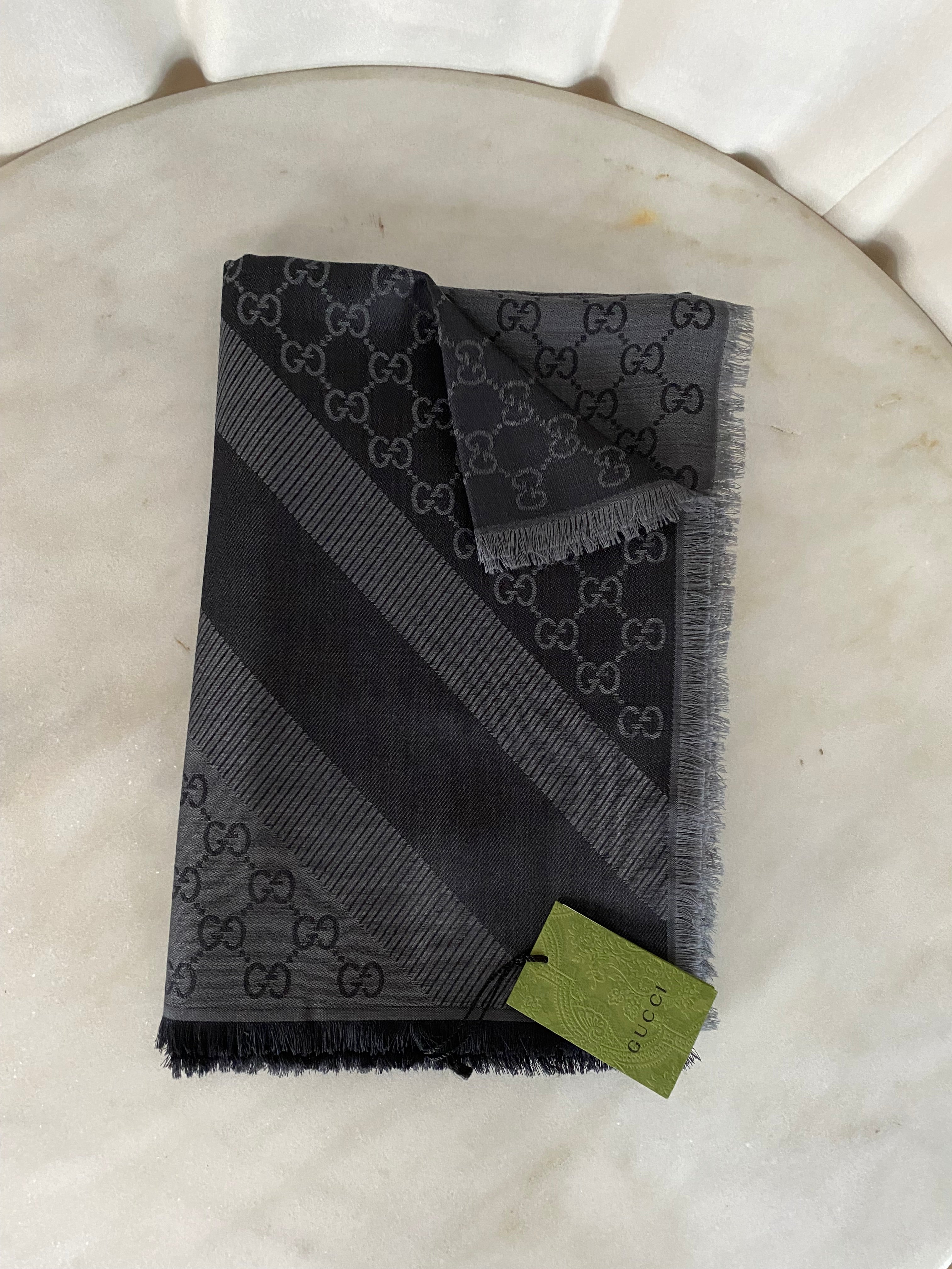 Gucci Dark Grey GG Scarf-Scarf-Gucci-The Closet Egypt