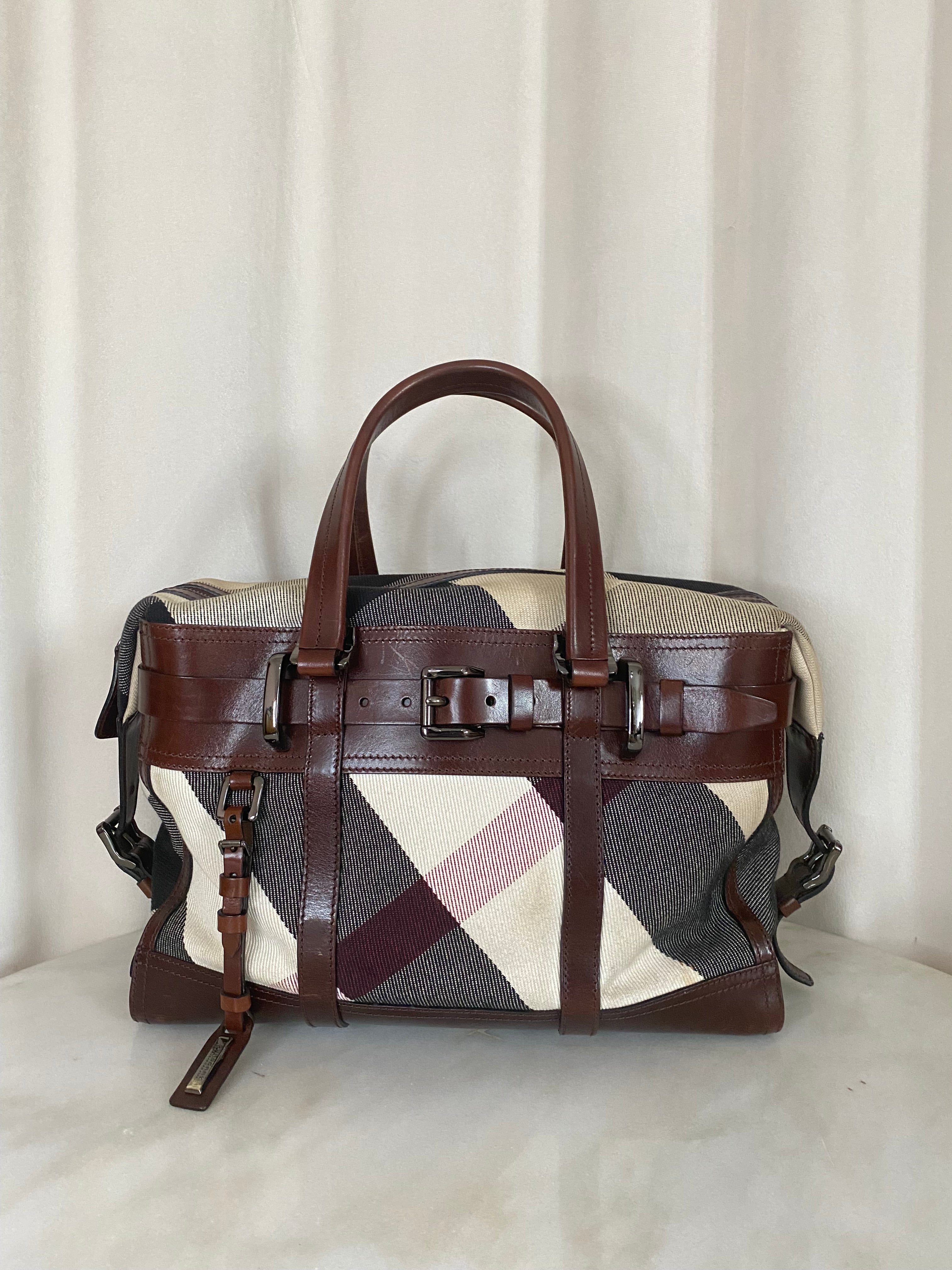 Burberry Brown Bridle Nova Check Zip Top Handle Bag-handbag-Burberry-The Closet Egypt