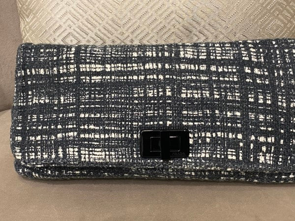 Prada Bicolor Tweed Turnlock Flap Clutch-Clutch-Prada-The Closet Egypt