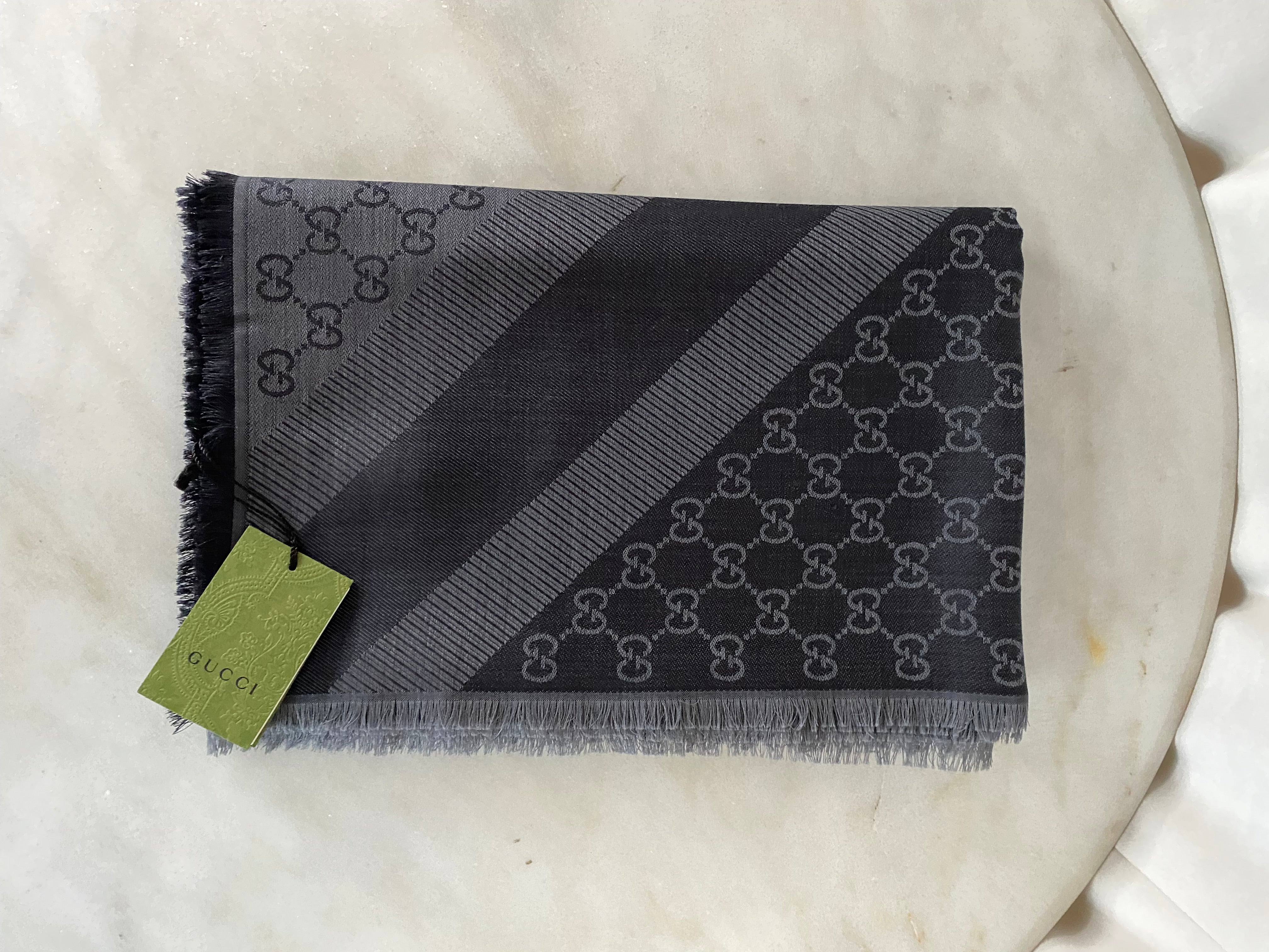 Gucci Dark Grey GG Scarf-Scarf-Gucci-The Closet Egypt