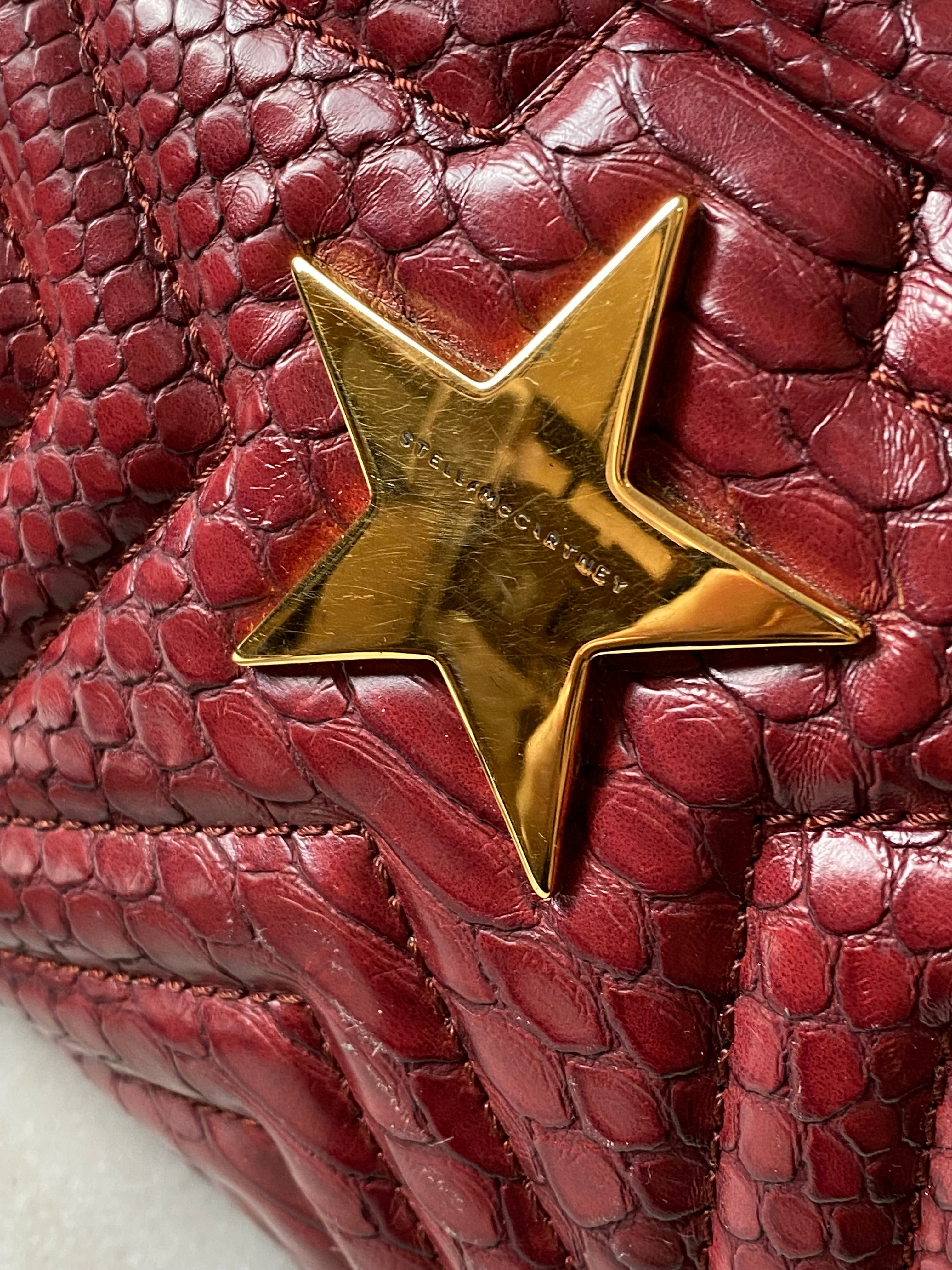 Stella Mccartney Burgundy Python Embossed Star Crossbody Bag-handbag-Stella Mccartney-The Closet Egypt