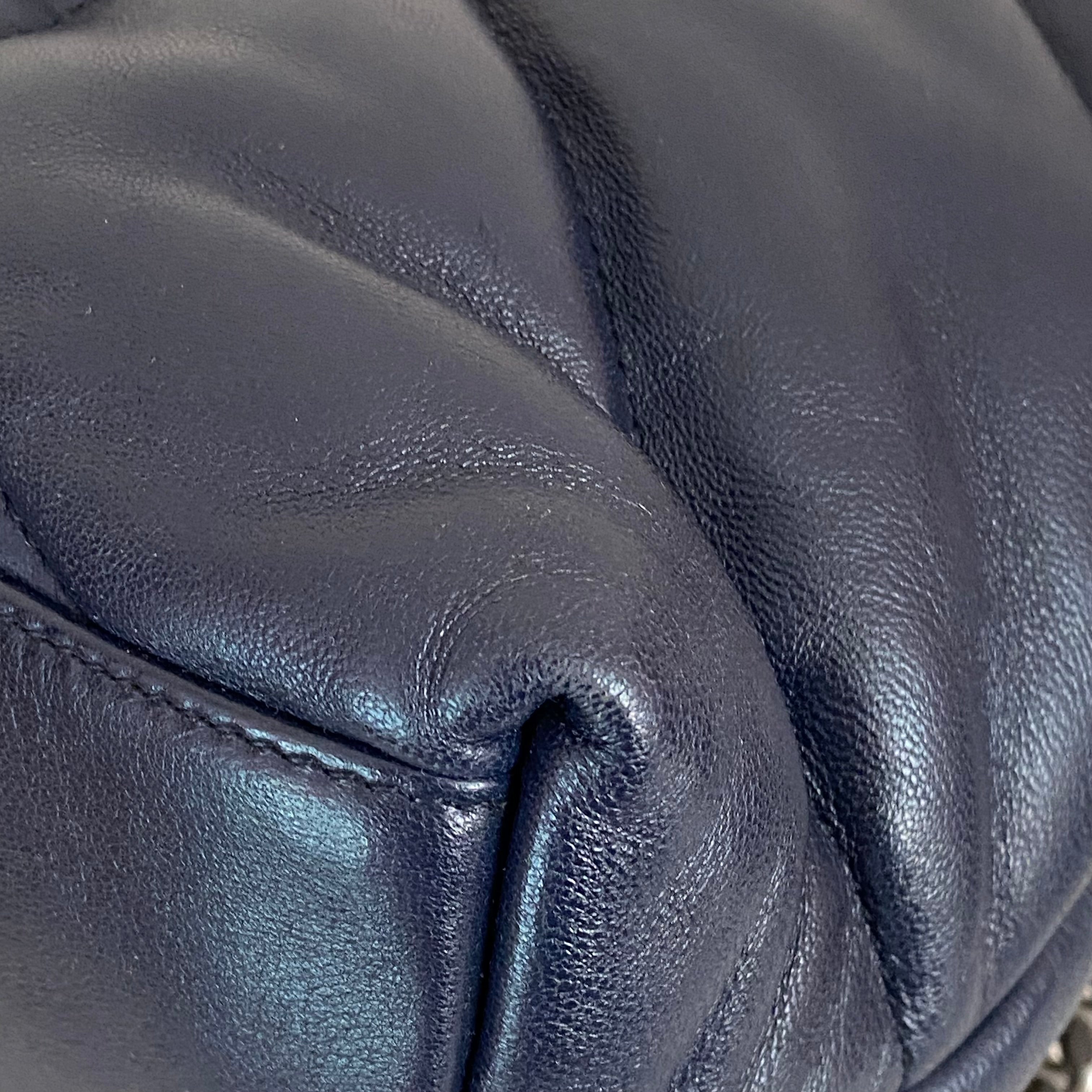 YSL Navy Blue Puffer Double Chain Bag-handbag-YSL-The Closet Egypt