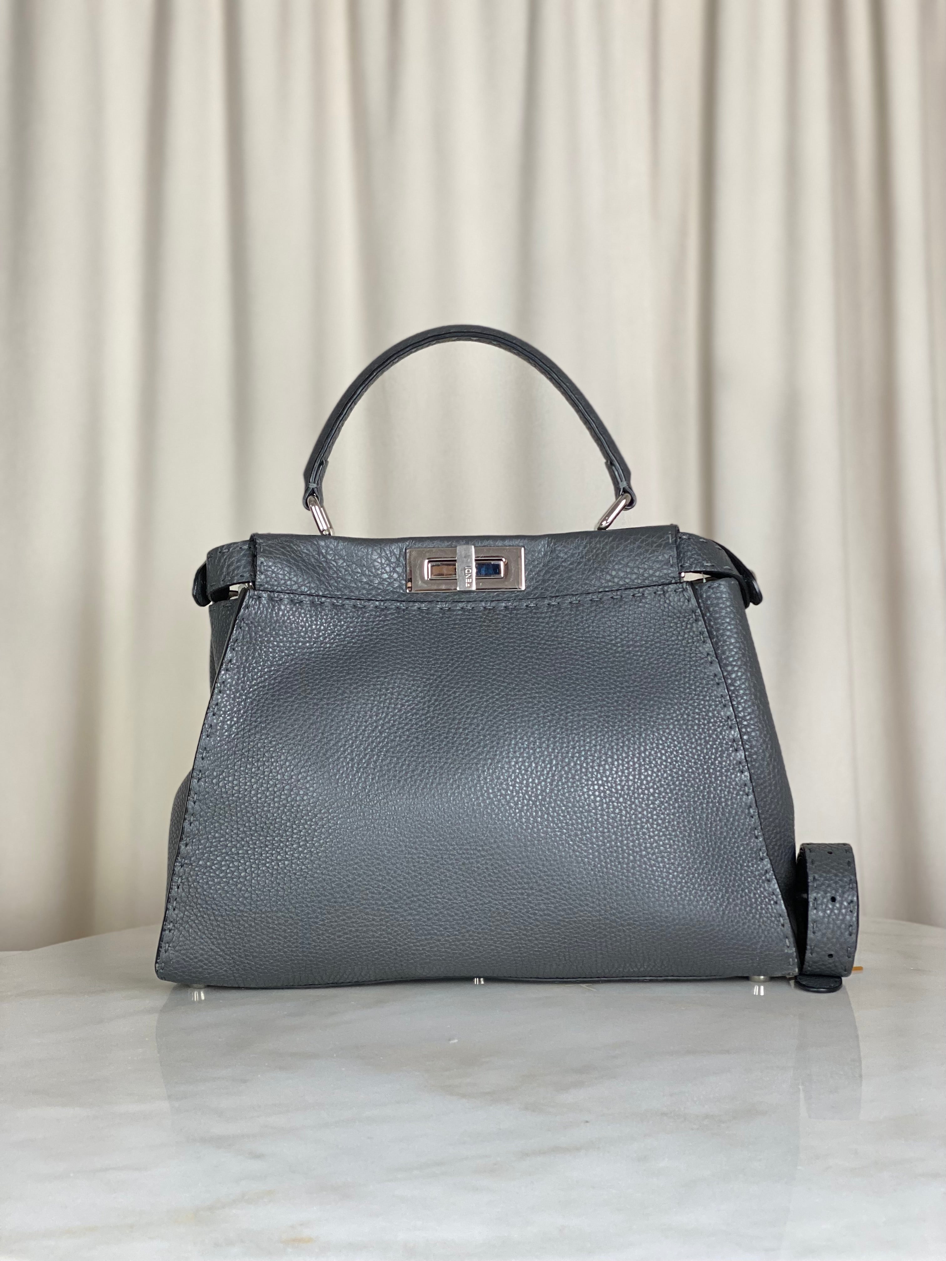 Fendi Dark Grey Selleria Peekaboo ISeeU Medium Bag