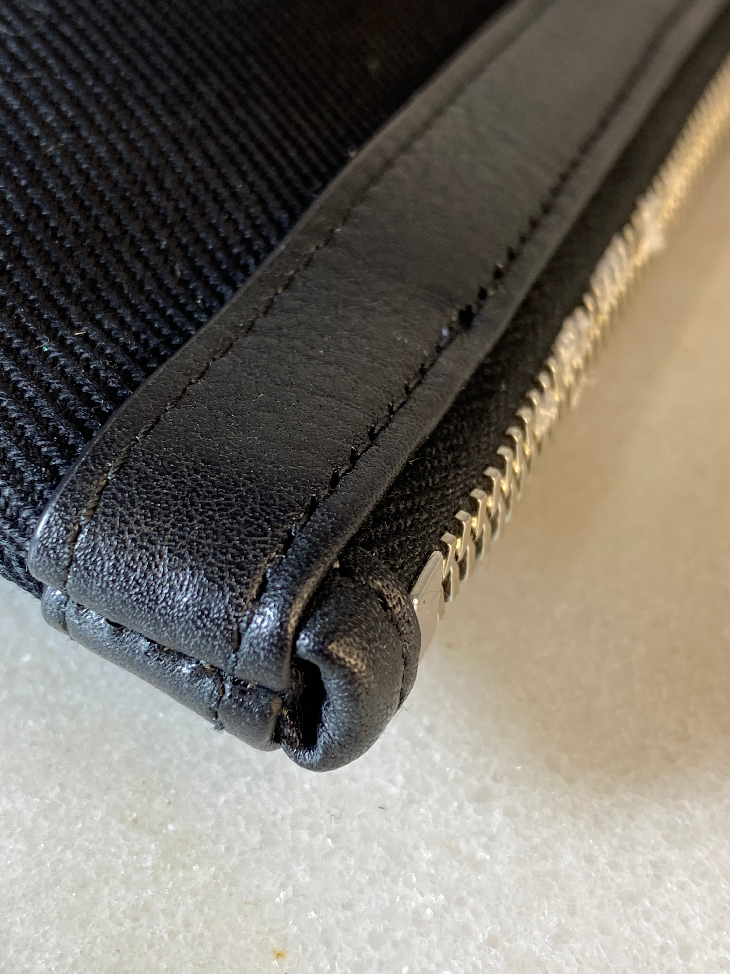 YSL Black Rive Gauche Zip Pouch W/ Handle