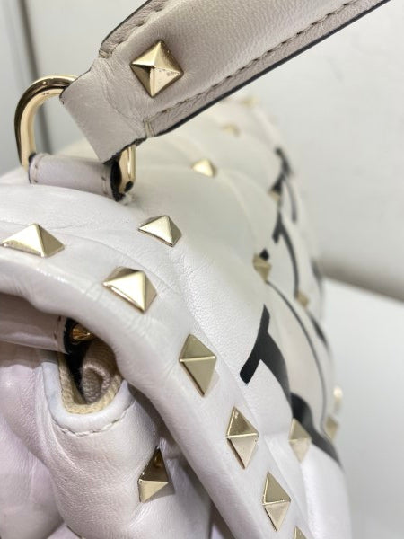 Valentino White VLTN Spike Rockstud Bag-handbag-Valentino-The Closet Egypt