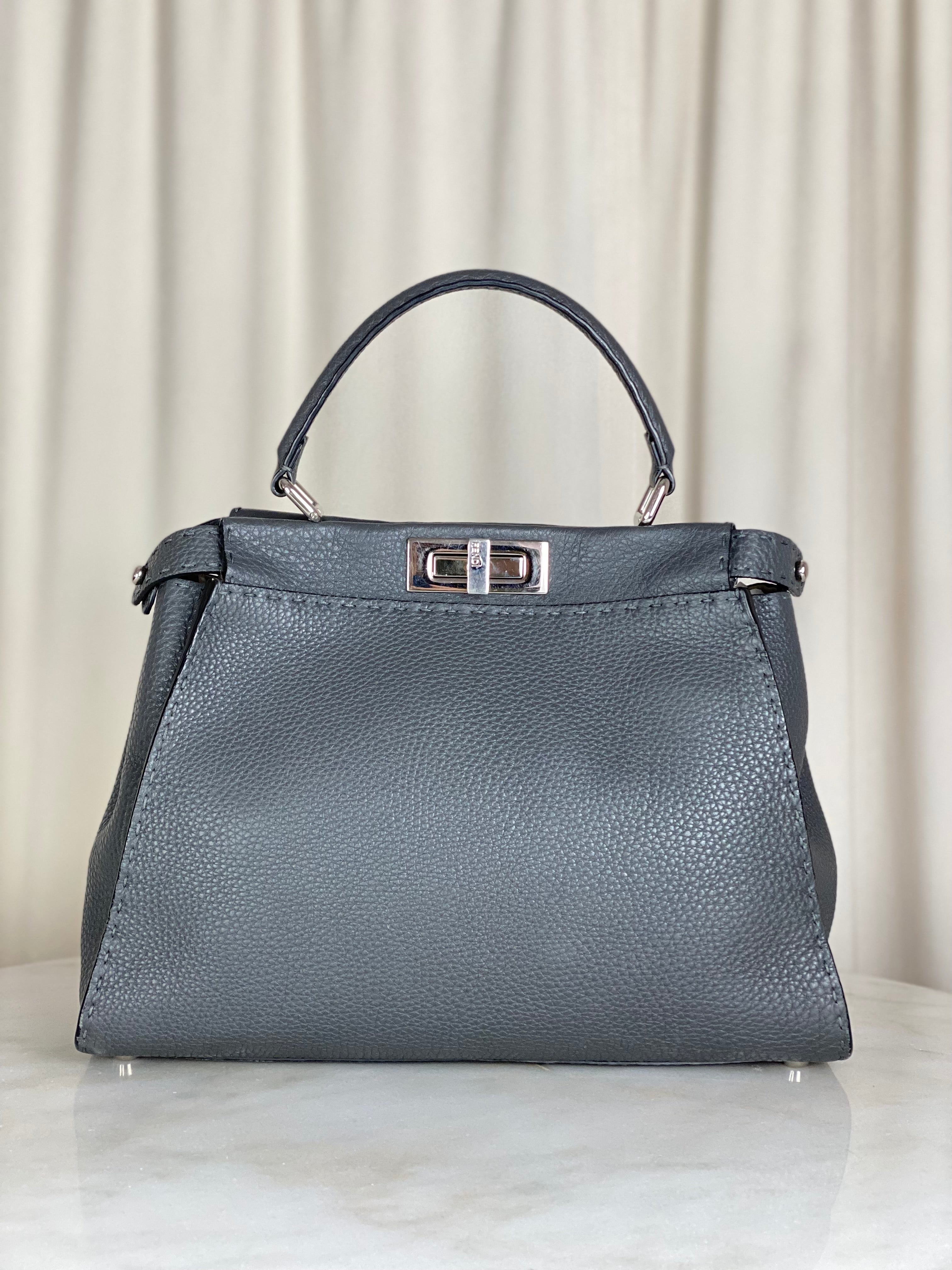 Fendi Dark Grey Selleria Peekaboo ISeeU Medium Bag