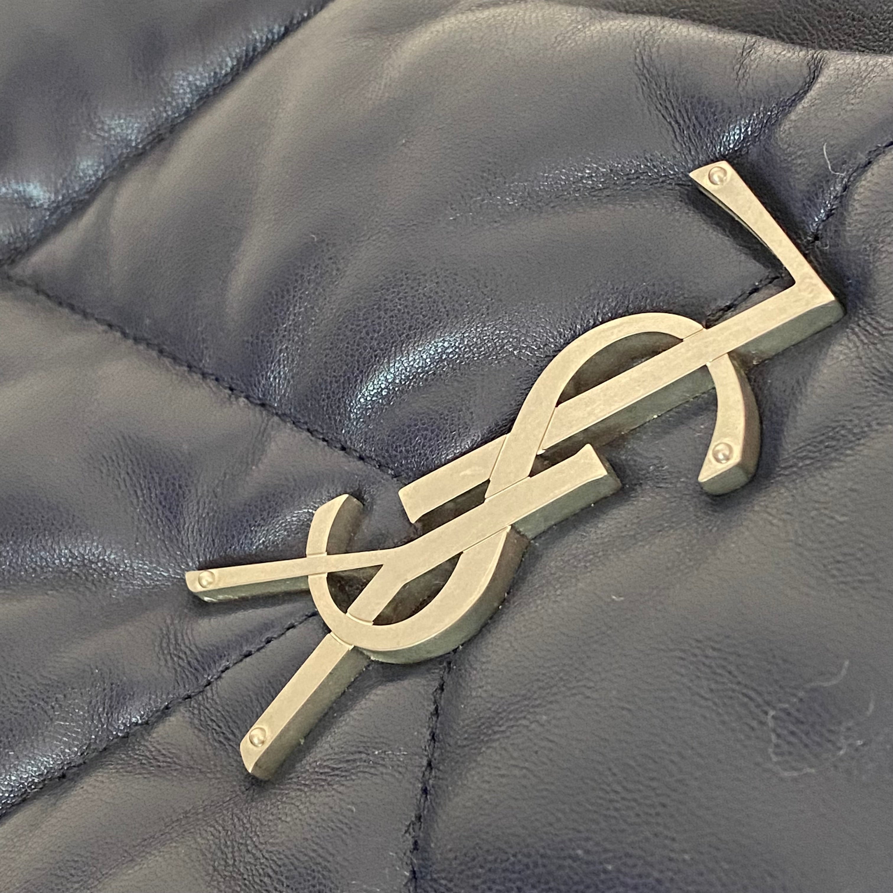 YSL Navy Blue Puffer Double Chain Bag-handbag-YSL-The Closet Egypt