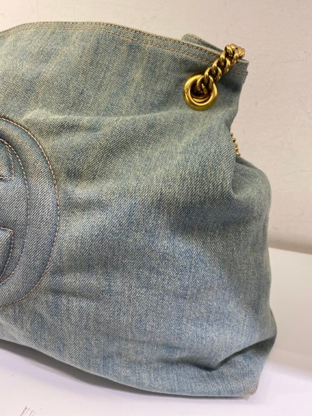 Gucci Blue Denim Soho Shoulder Bag-handbag-Gucci-The Closet Egypt