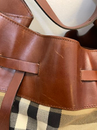 Burberry Bicolor House Check Belted Shoulder Bag-handbag-Burberry-The Closet Egypt