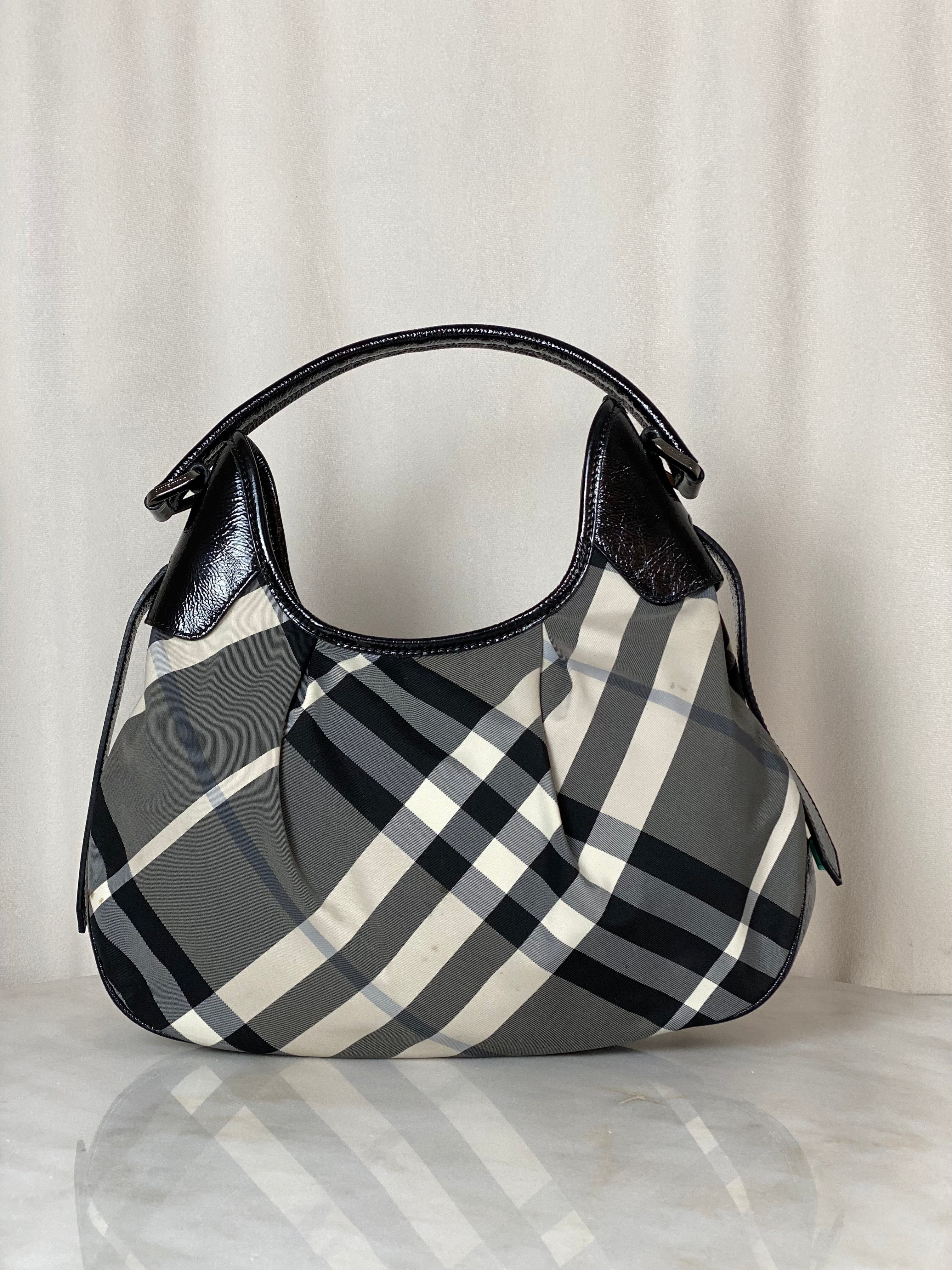 Burberry Black Supernova Brooklyn Hobo Beat Check Shoulder Bag