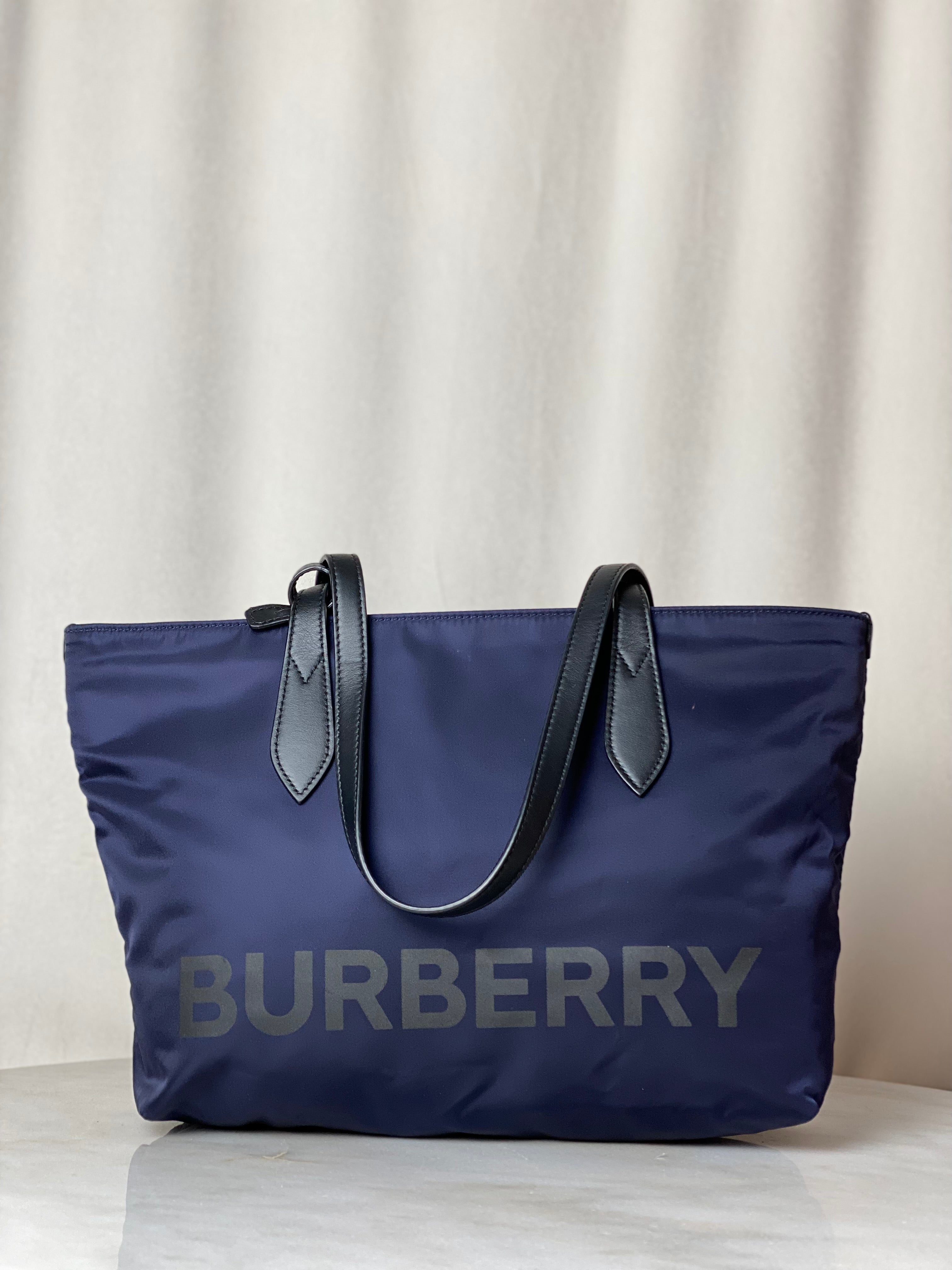 Burberry Navy Blue Nylon Shoulder Bag W/ Bag Charm-handbag-Burberry-The Closet Egypt