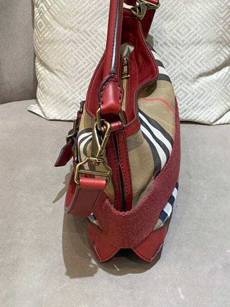 Burberry Burgundy House Check Parsons Hobo Bag-handbag-Burberry-The Closet Egypt