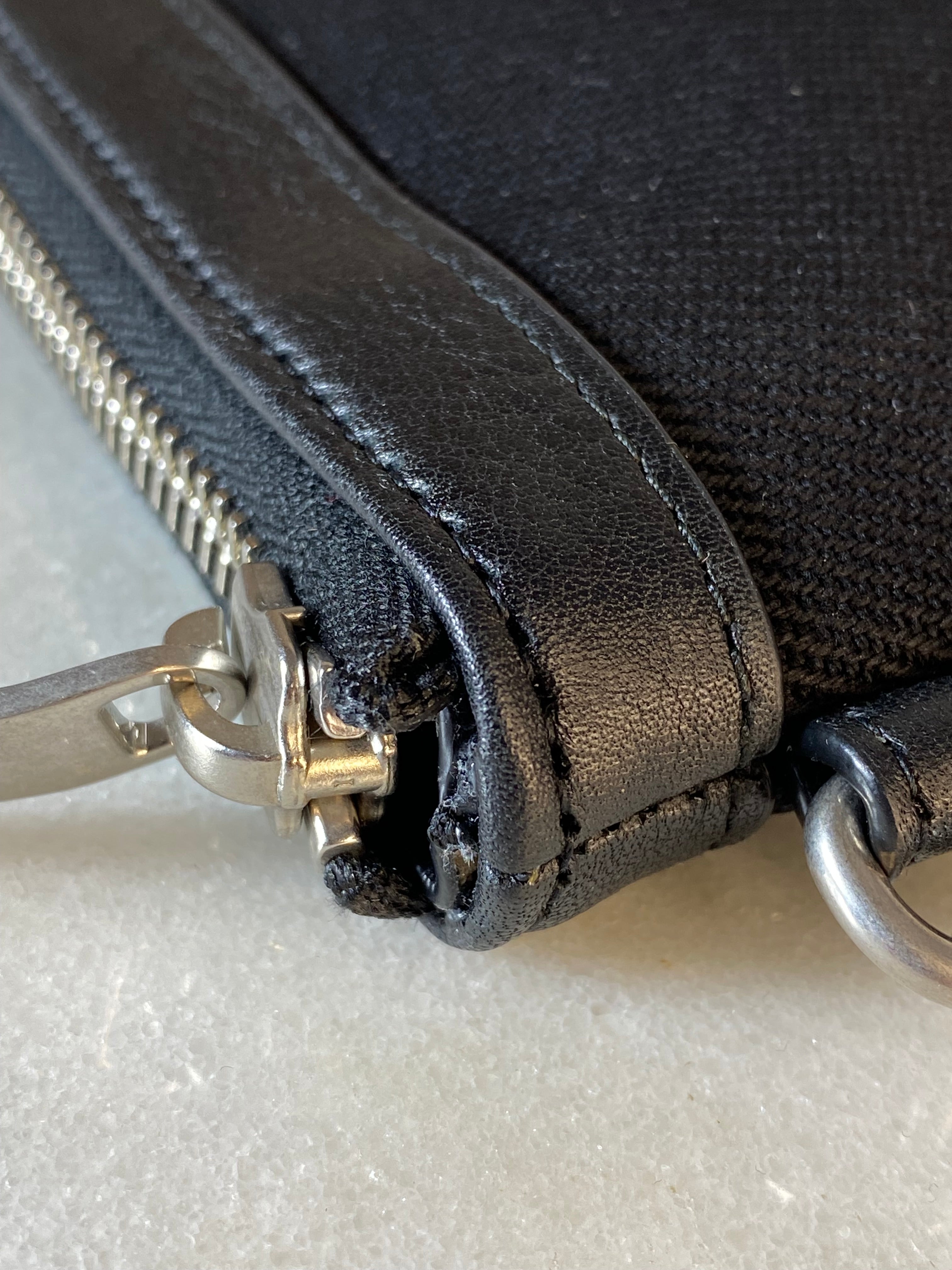 YSL Black Rive Gauche Zip Pouch W/ Handle