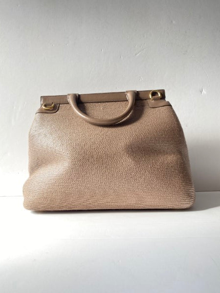 Dolce & Gabbana Dark Beige Raffia Miss Monica Top Handle Bag-handbag-Dolce & Gabbana-The Closet Egypt