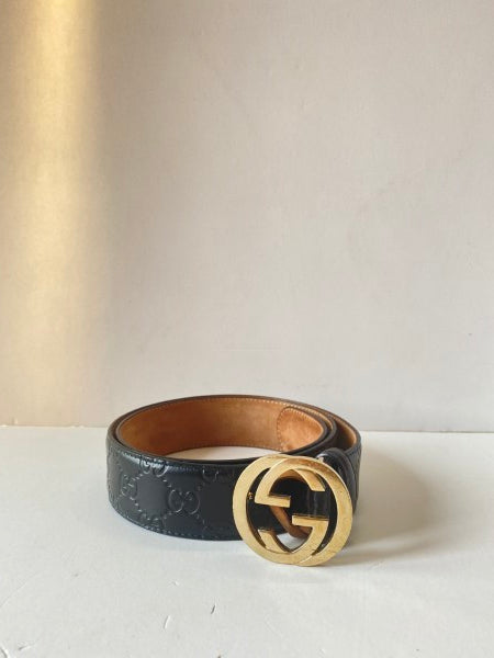 Gucci Black GG Guccissima Belt 34-Belt-Gucci-The Closet Egypt