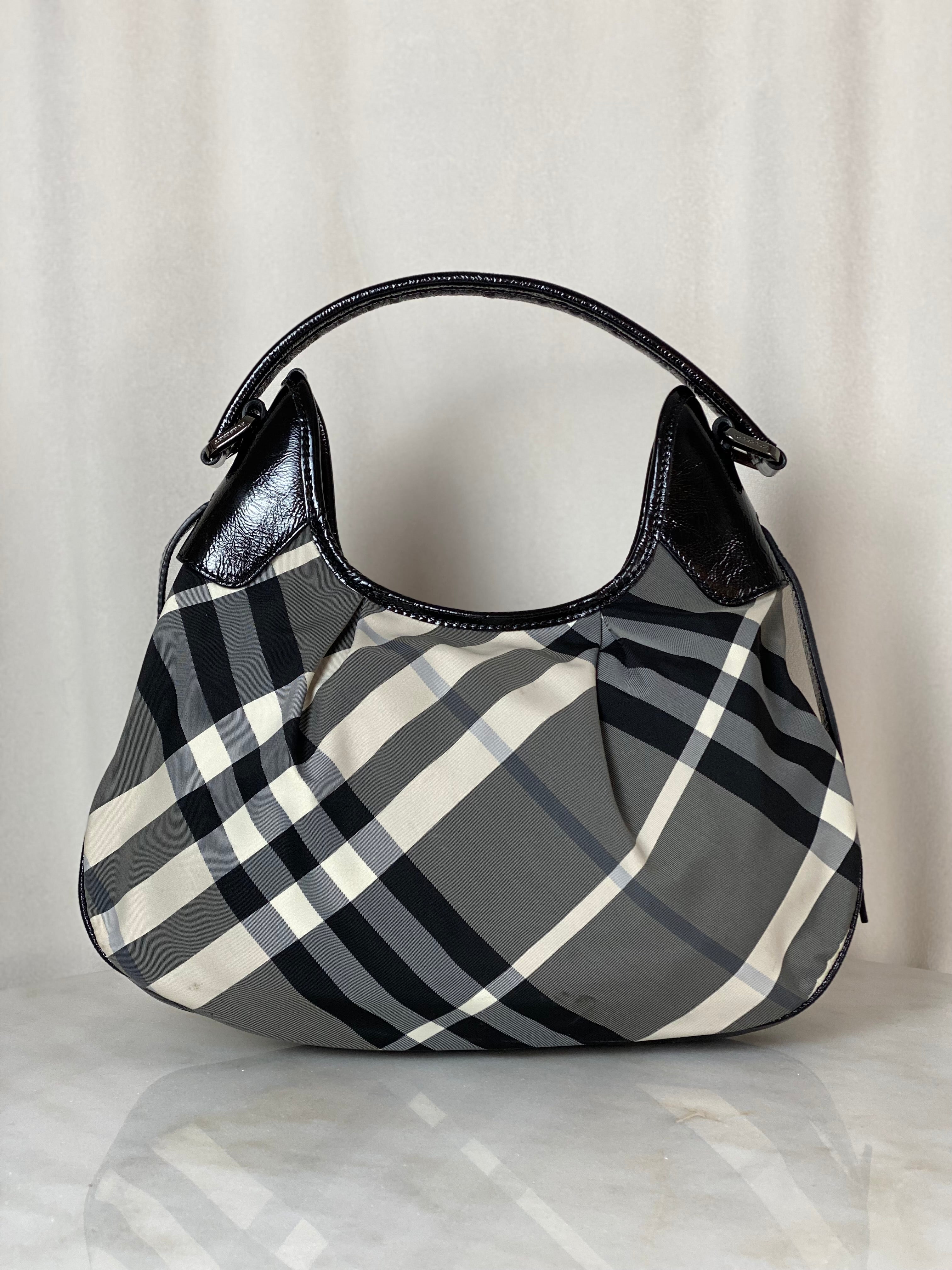 Burberry Black Supernova Brooklyn Hobo Beat Check Shoulder Bag