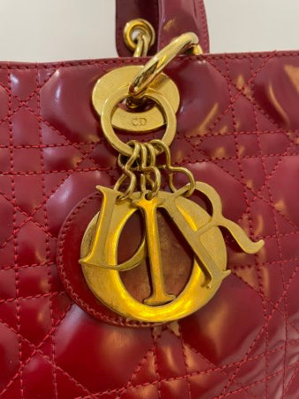 Christian Dior Red Lady Dior Large Bag