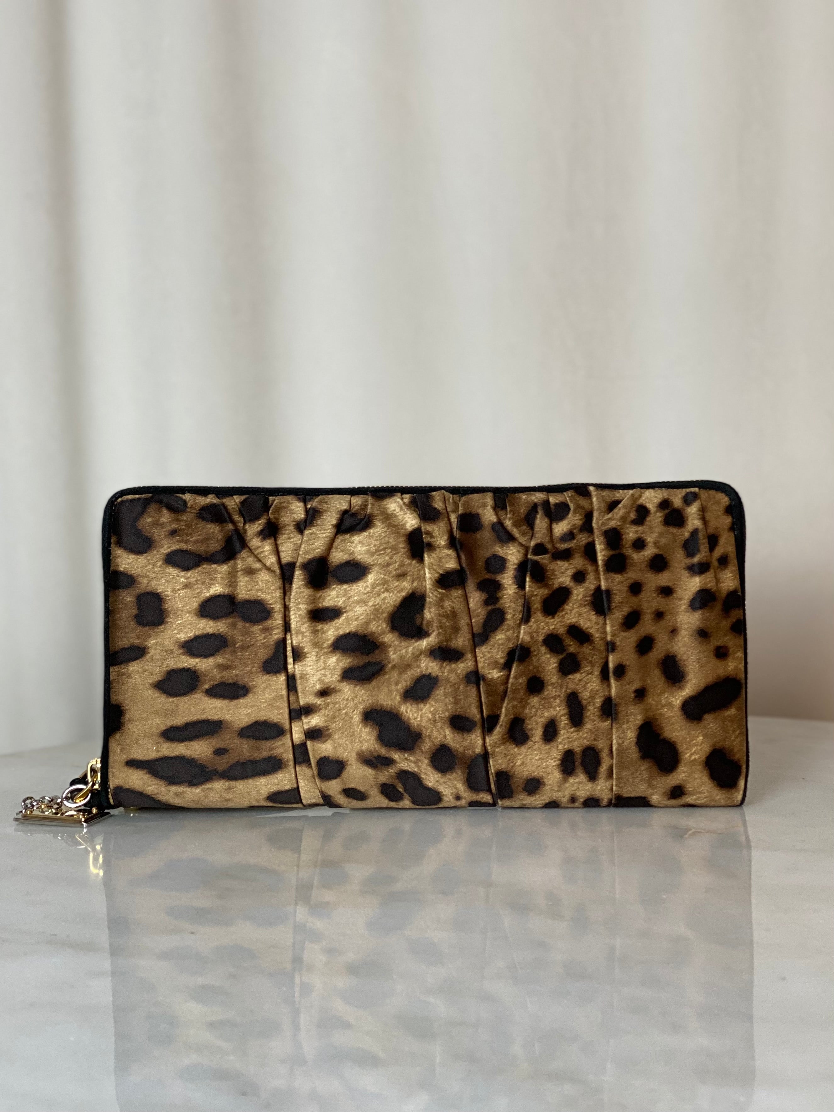 Dolce & Gabbana Leopard Black Fabric Clutch-Clutch-Dolce & Gabbana-The Closet Egypt