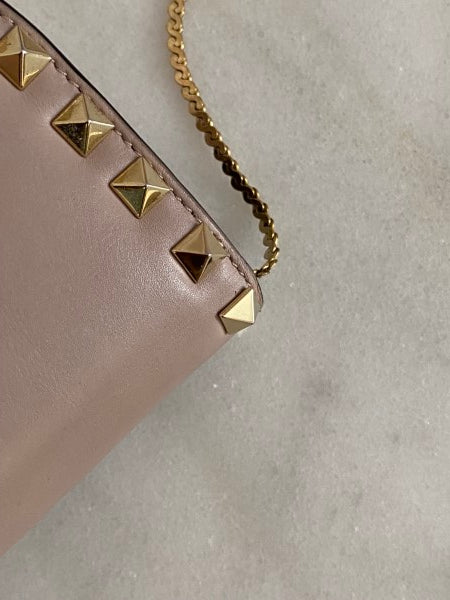 Valentino Nude Rockstud Crossbody Bag W/ Chain-handbag-Valentino-The Closet Egypt