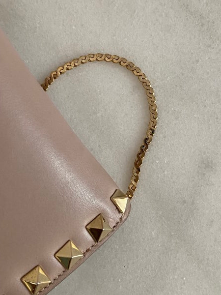 Valentino Nude Rockstud Crossbody Bag W/ Chain-handbag-Valentino-The Closet Egypt