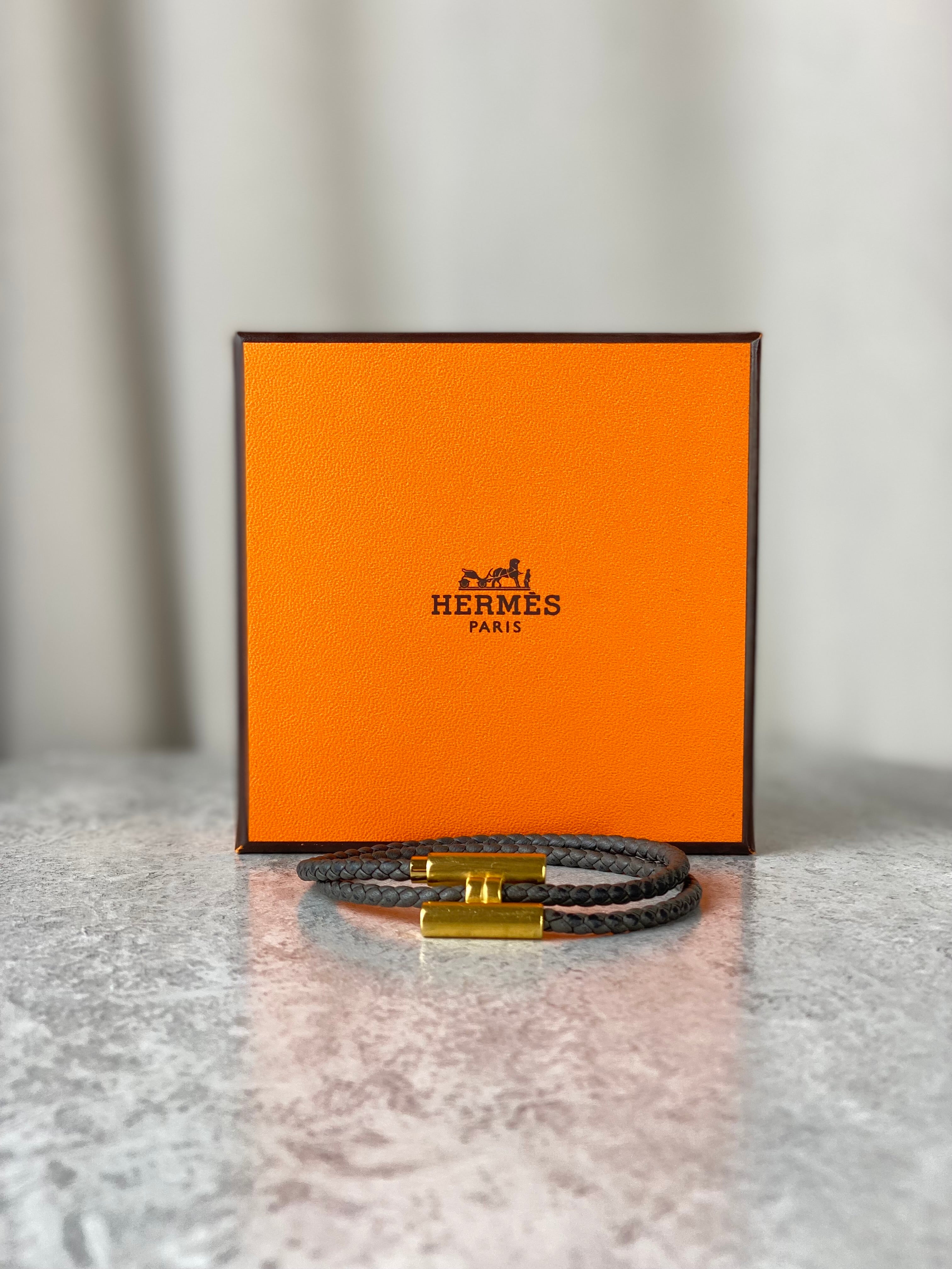 Hermes Dark Grey Tourni Tresse Bracelet-Bracelet-Hermes-The Closet Egypt