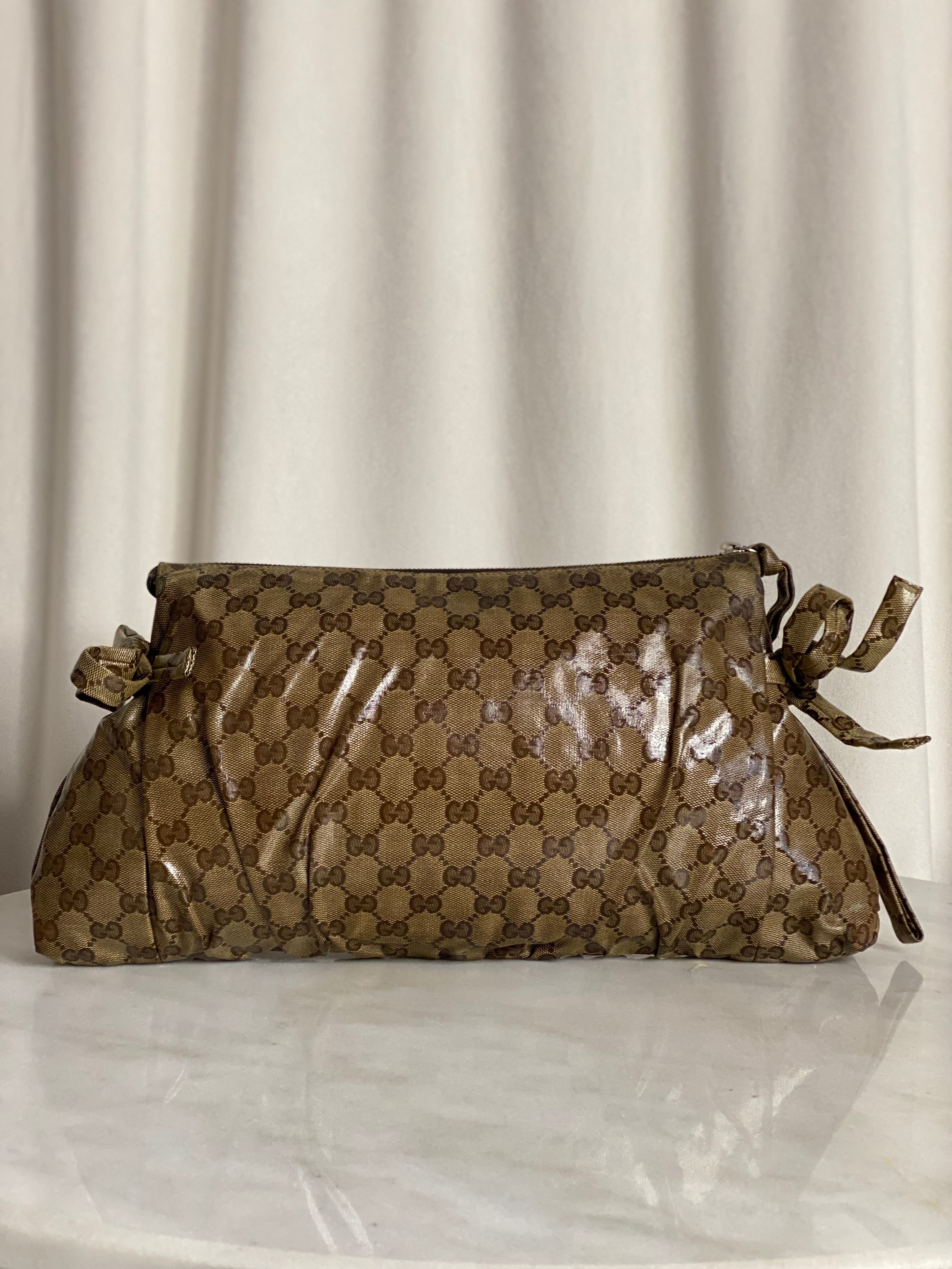 Gucci Brown GG Crystal Hysteria Zip Clutch-Clutch-Gucci-The Closet Egypt
