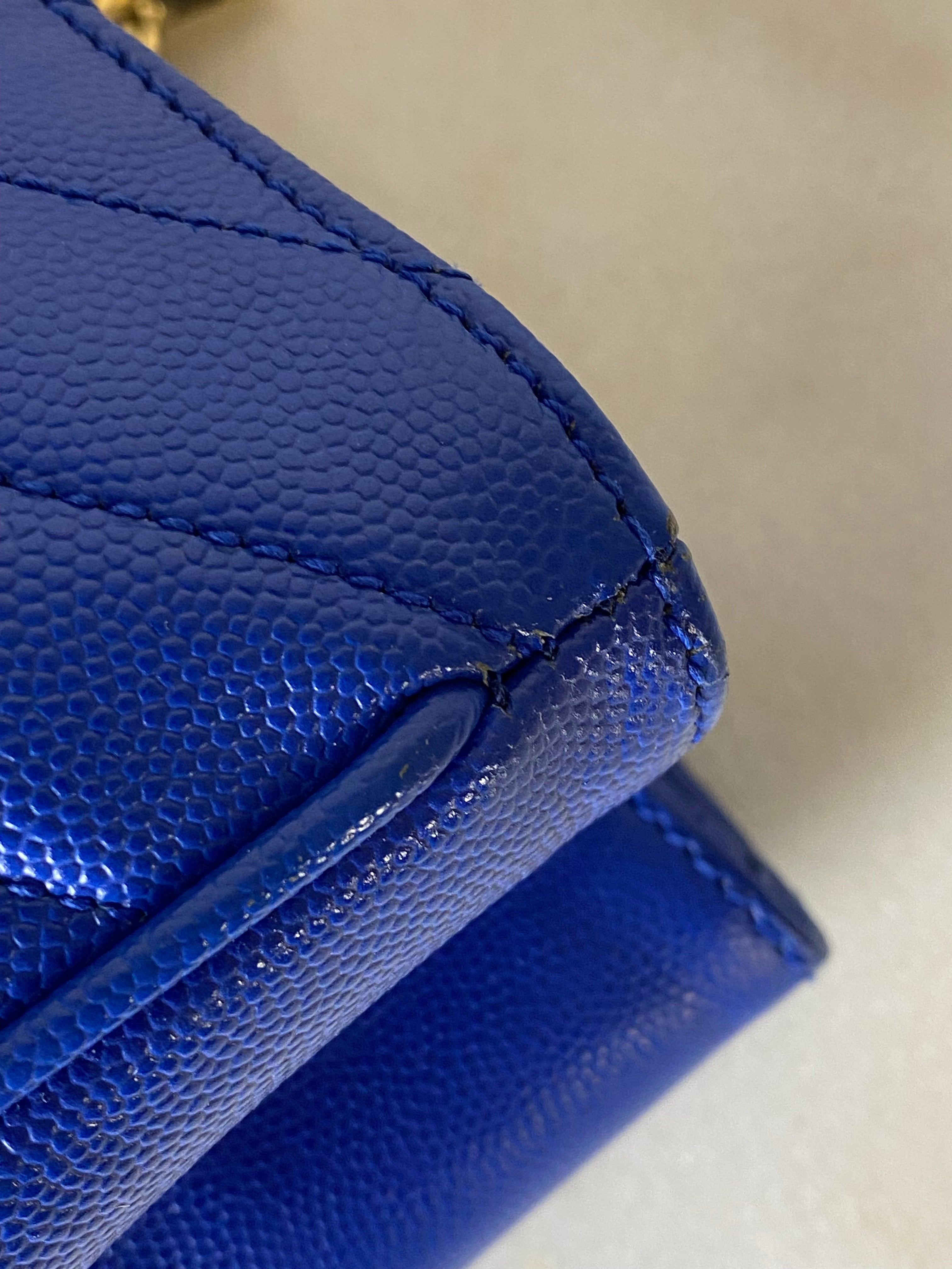 YSL Blue Monogram Chevron Shoulder Bag-handbag-YSL-The Closet Egypt