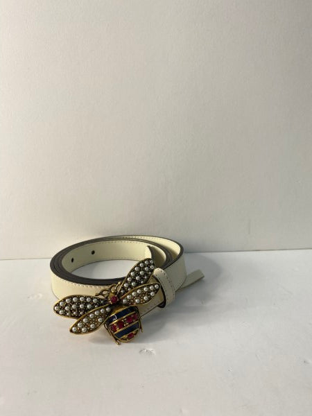 Gucci Beige Queen Margaret Bee Belt 34-Belt-Gucci-The Closet Egypt