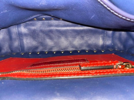 Valentino Navy Blue Medium Rockstud Spike Top Handle Bag W/ Chain-handbag-Valentino-The Closet Egypt