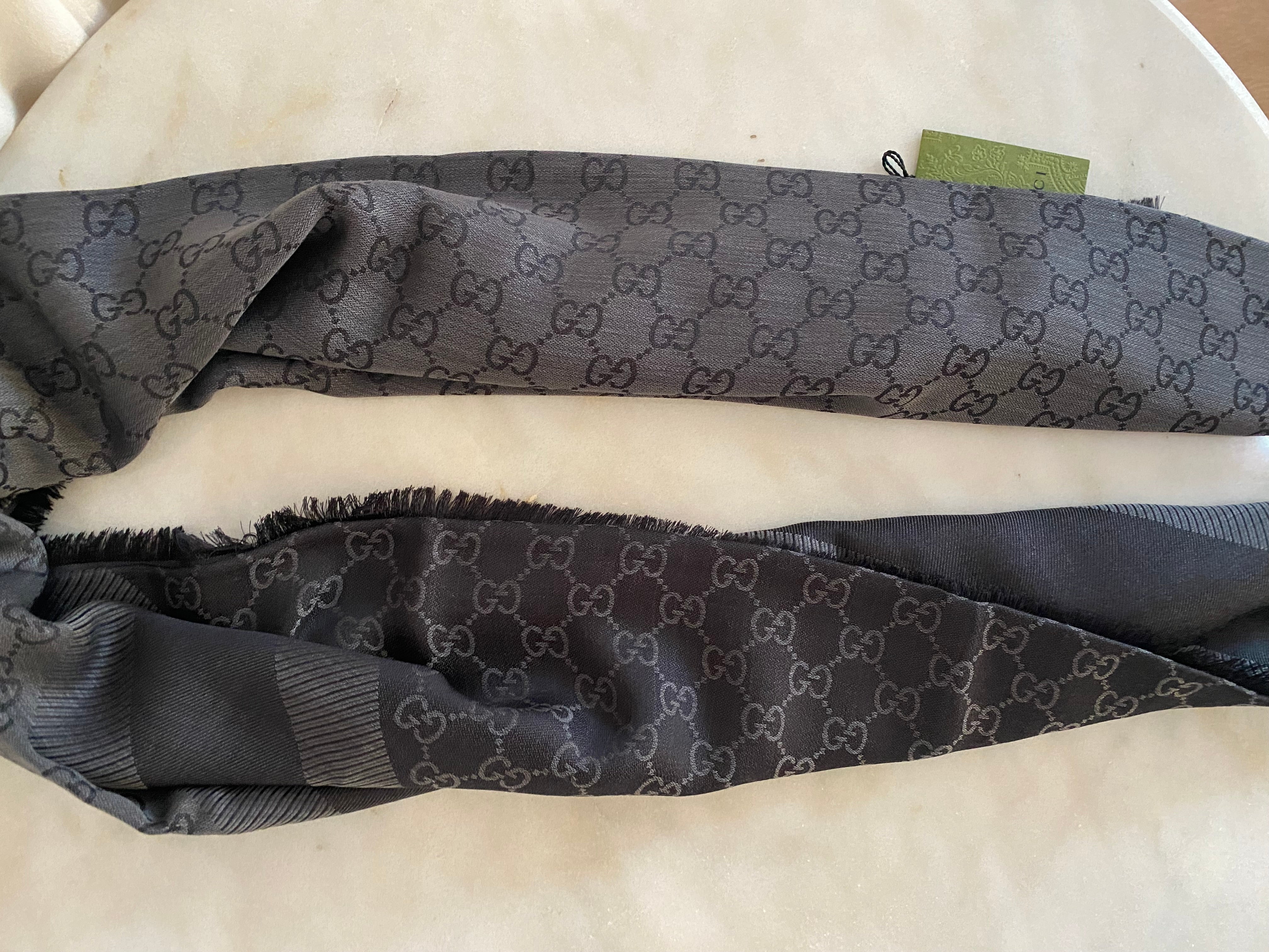 Gucci Dark Grey GG Print Scarf-Scarf-Gucci-The Closet Egypt