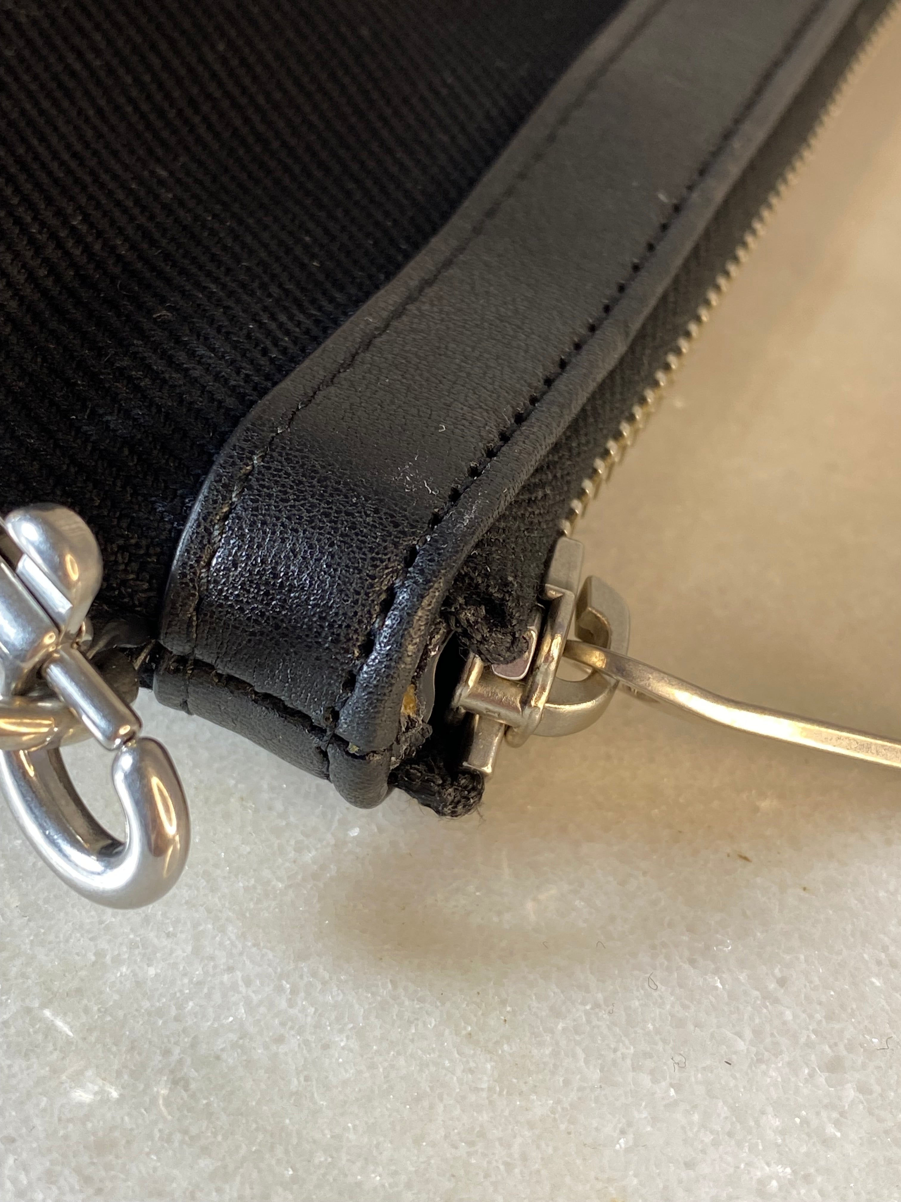 YSL Black Rive Gauche Zip Pouch W/ Handle